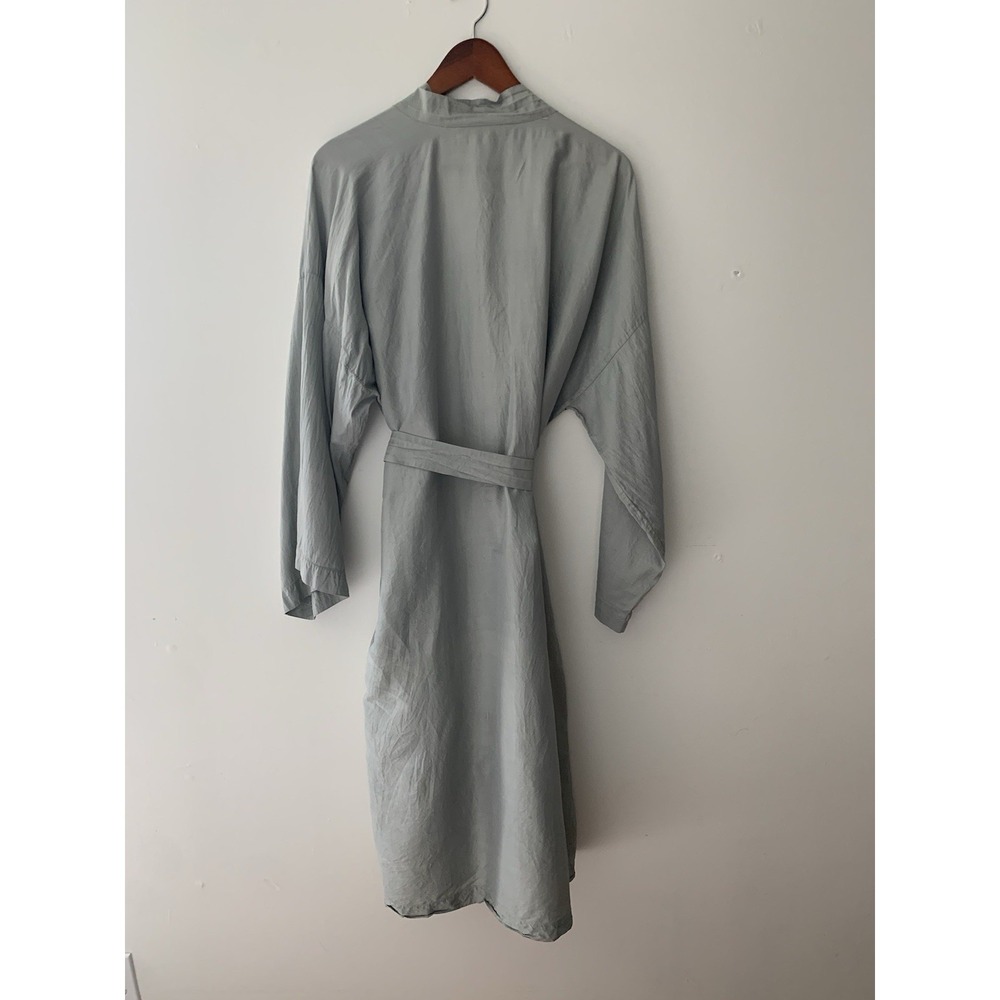 VTG Icy Muted Blue 100% Thai Silk Handwoven Lounge Old Money Quiet Luxury Unisex - Picture 5 of 12